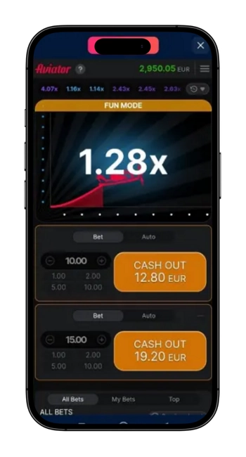 Aviator App Start game