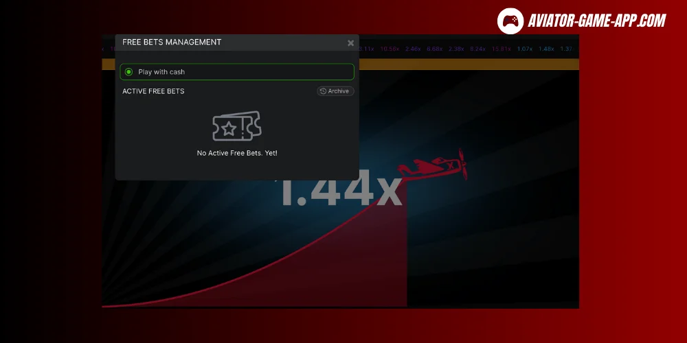 Availability of free bets in the game