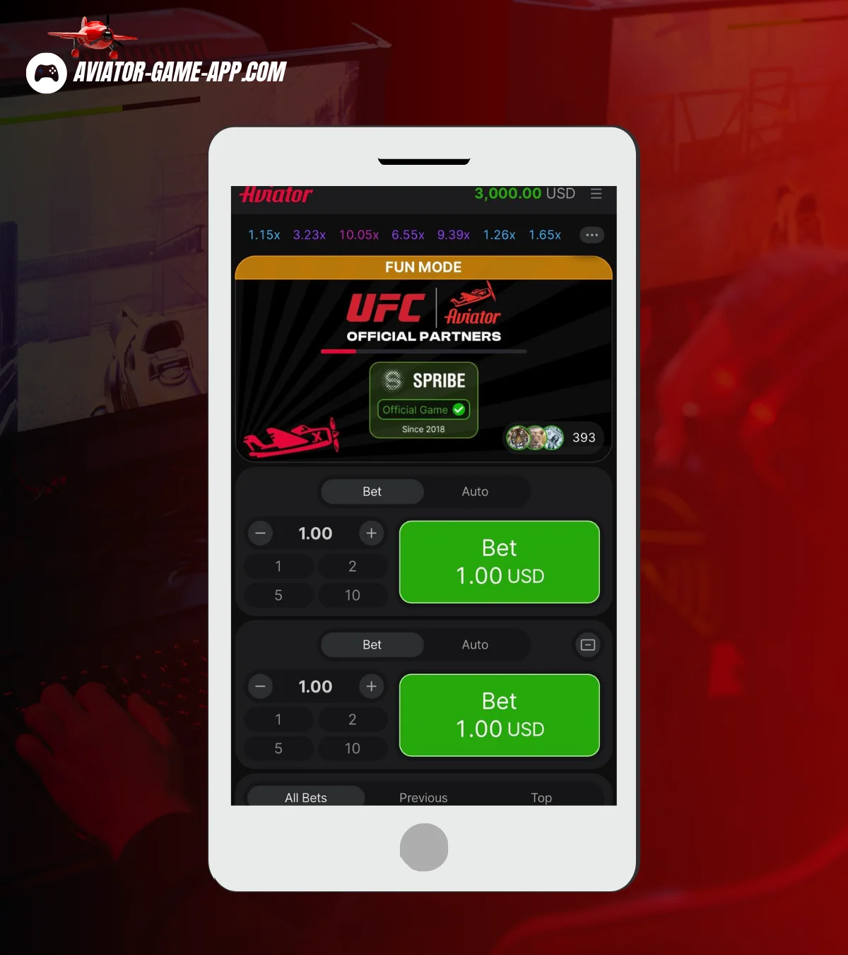 Aviator betting interface UFC