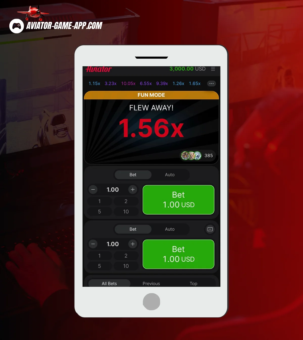 Aviator fun mode screenshot